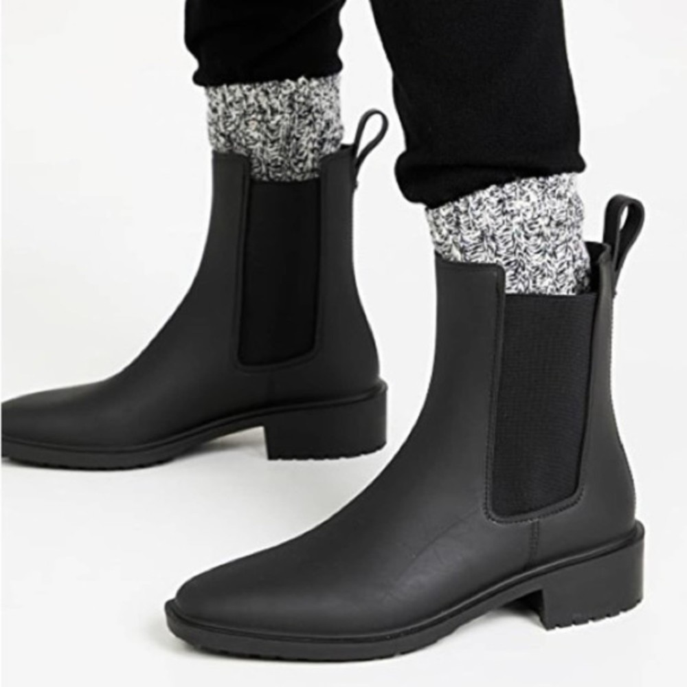 Sam Edelman Sue Black Matte Rubber Chelsea Rain Boots Size 10